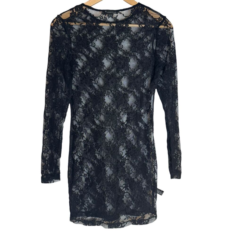 Twenty One Black Sheer Lace Mini Dress Goth Punk Core Medium